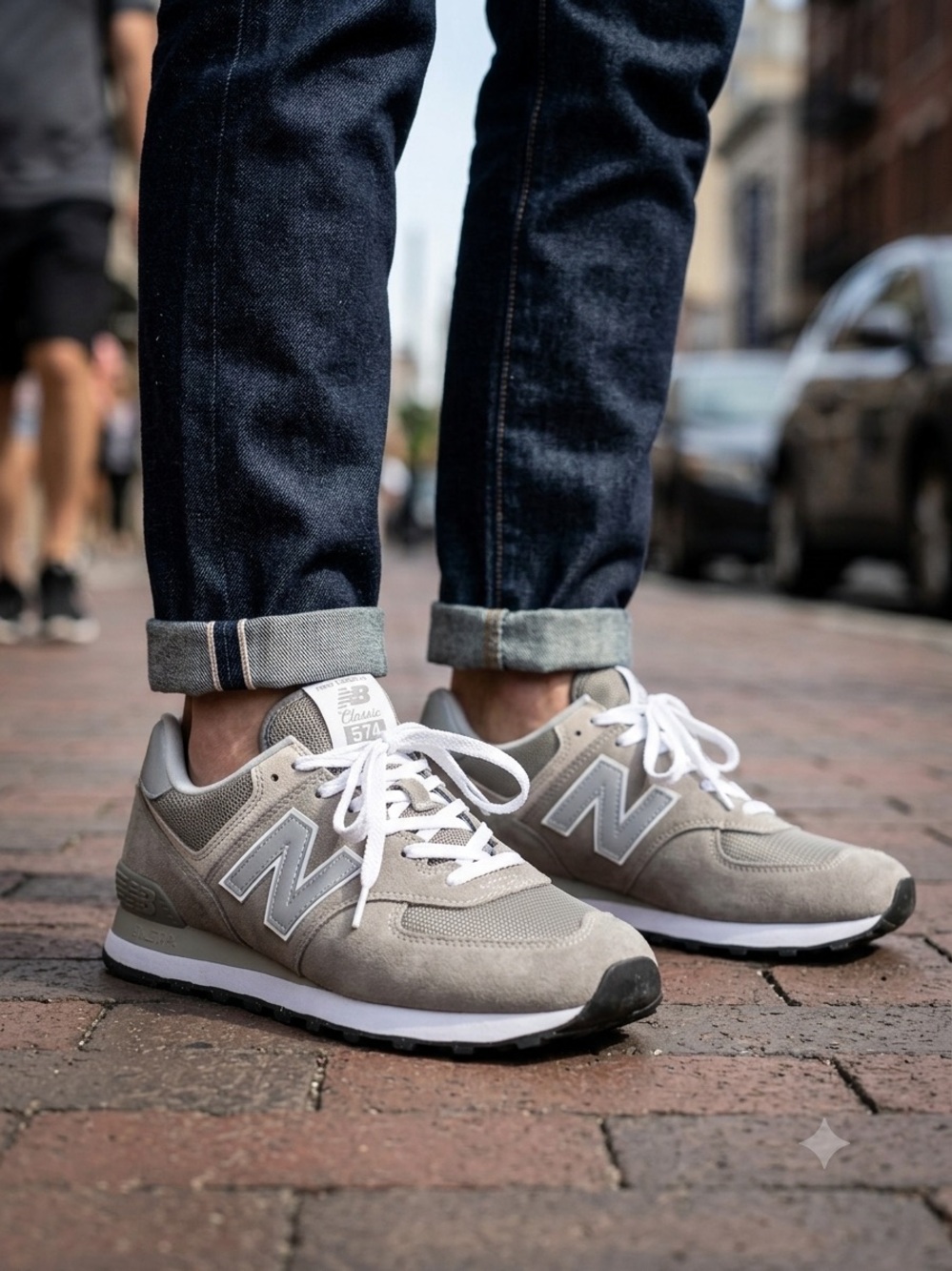 NEW BALANCE Men’s Gray and White 574-Inspired Sneaker. Size 16 Men’s